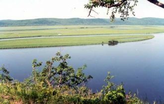 В верхней части долин горных рек, на вод