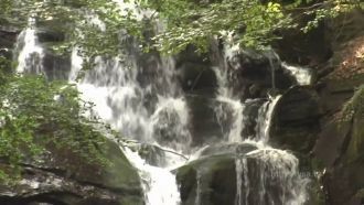 Окружающая водопад красочная природа, ви