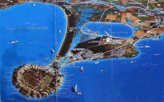 Схема мыса Казантип и Щелкино