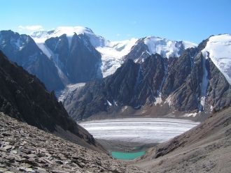 Этот ледник делится на Правый и Левый Ак