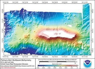 Батиметрическая карта атолла Пальмира.