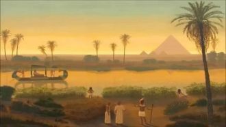 Древний Египет. Река Нил. На заднем фоне