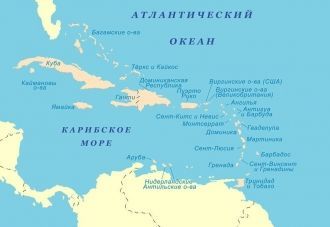 Карибское море на карте.