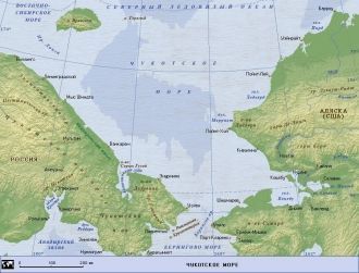 Чукотское море на карте. Является самым 