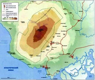 Вулкан Камерун на карте.