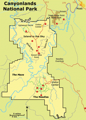 Схема национального парка Каньонлендс.