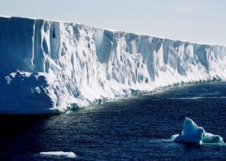 В акватории большое количество айсбергов