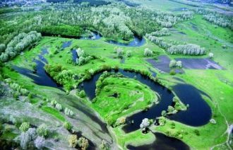 Противоположный (левый) берег равнинный.