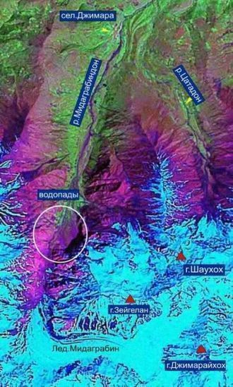 Верховья Мидаграбина. Снимок из космоса.