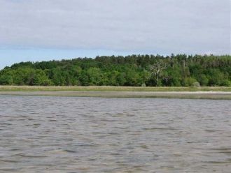 В центре озера расположен вытянутый остр