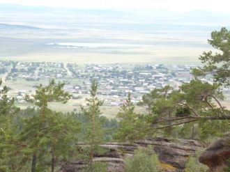 Вид села Егиндыбулак с горы Балкантау | 