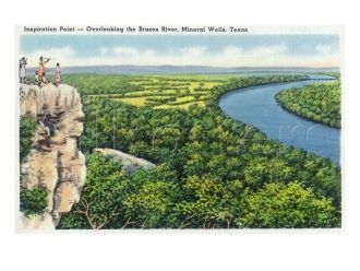 Река Бразос на старой открытке.