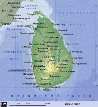 Шри-Ланка (географическая карта) с изобр