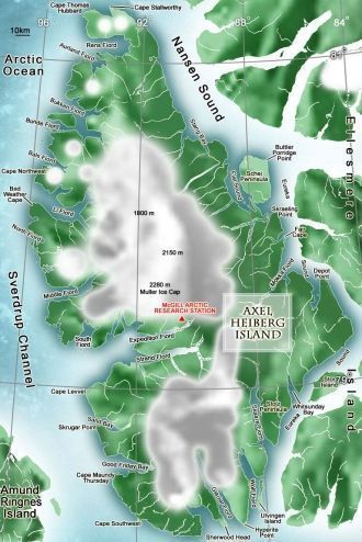 Карта острова Аксель-Хейберг.