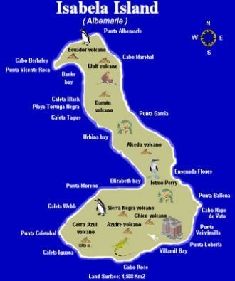 Туристическая карта острова Исабела.