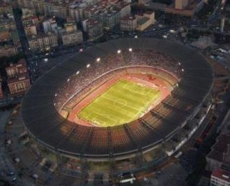 Вид на ночной стадион Сан Паоло.